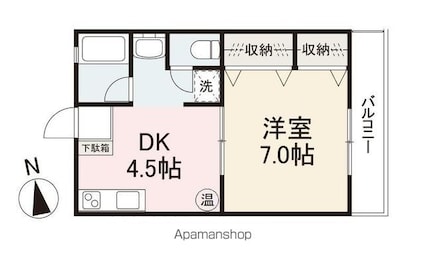 エトワール（伏石）[1DK/28.35m2]の間取図