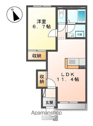 ウィズ・コート[1LDK/44.95m2]の間取図