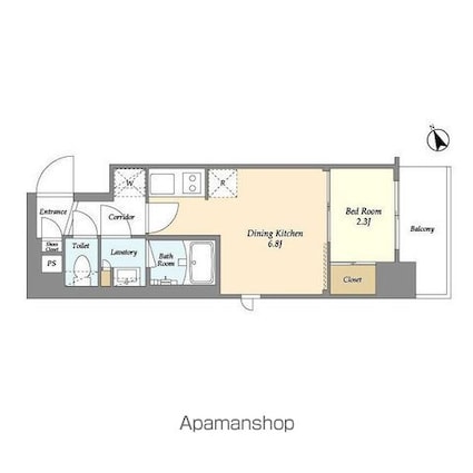 エル・セレーノ品川西大井[1DK/25.91m2]の間取図