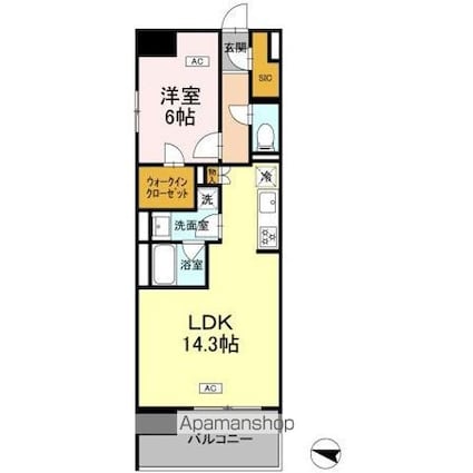 ロイヤルパークス仙台青葉通[1LDK/48.8m2]の間取図