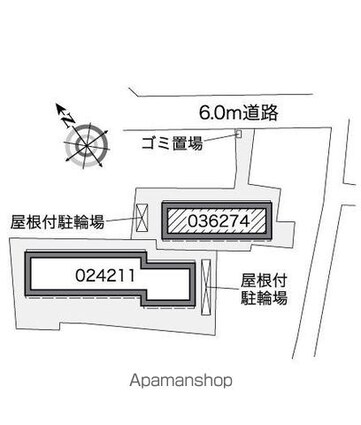 東京都狛江市西野川１丁目[1K/21.65m2]の配置図