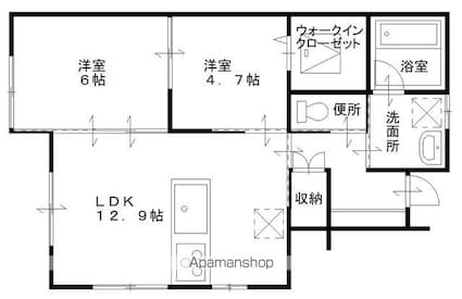 エクセレンス早島　Ｄ棟[2LDK/54.08m2]の間取図