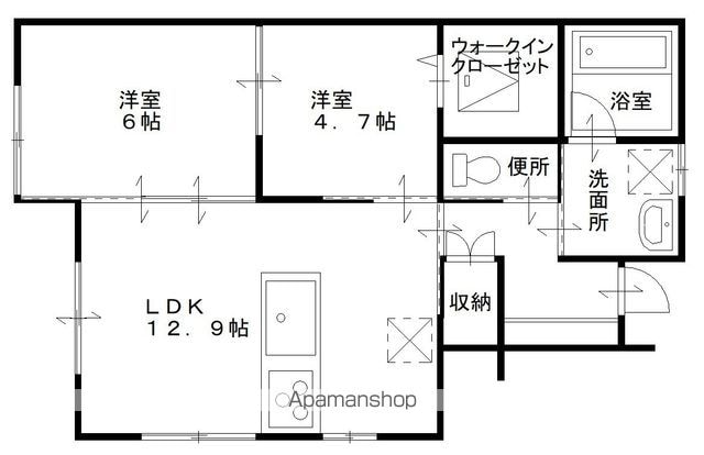 エクセレンス早島　Ｄ棟[2LDK/54.08m2]の間取図