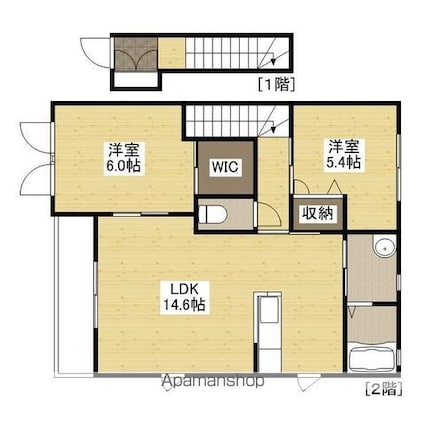 ジェネス中野[2LDK/61.63m2]の間取図