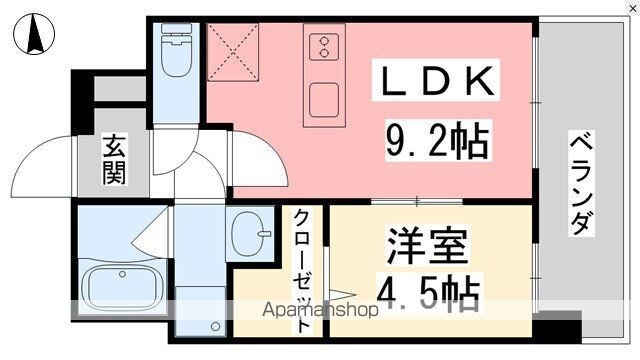 ヴァン・ボヌール斎院[1LDK/32.88m2]の間取図