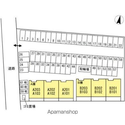 ウィルコート大松　Ａ棟[2LDK/60m2]の配置図
