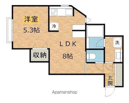 アビタシオン左入町[1LDK/33.1m2]の間取図