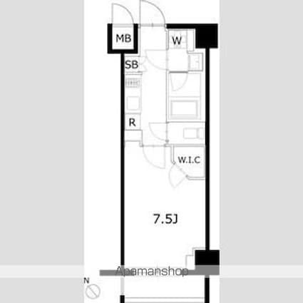 ケーディーエックスレジデンス豊洲[1K/25.95m2]の間取図