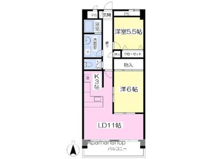 アービア永木[2LDK/63.38m2]の間取図