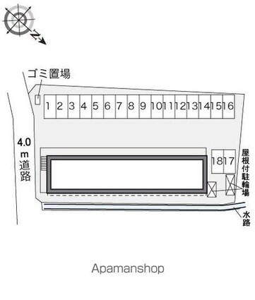 レオパレスやまきた[1K/23.18m2]の配置図