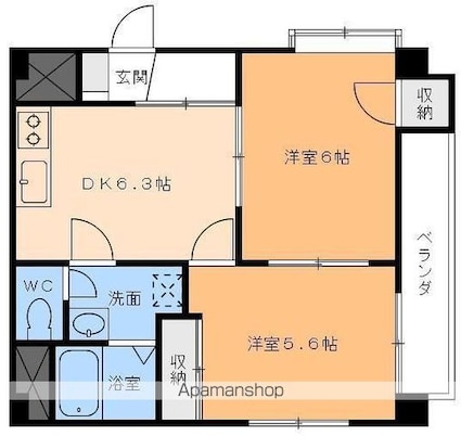 メゾン・グレース[2DK/41.85m2]の間取図