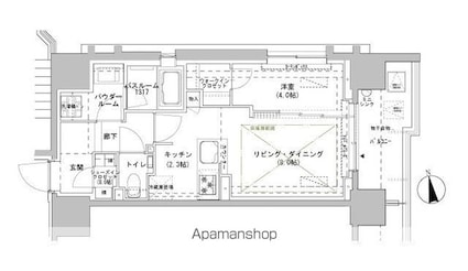 パークスフィア牛込神楽坂[1LDK/40.01m2]の間取図