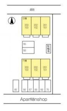 シャインポート屋島　Ｅ・Ｆ棟[1K/29.81m2]の配置図