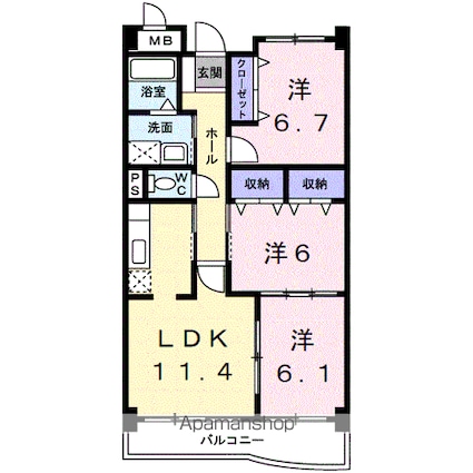 グラース　アンジュⅠ[3LDK/67.28m2]の間取図