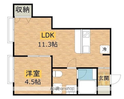 アビタシオン左入町[1LDK/34.8m2]の間取図