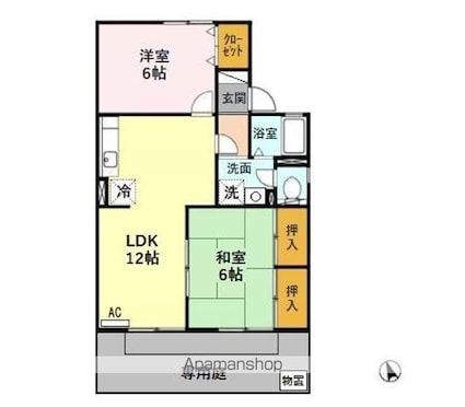 セジュール諏訪　Ａ[2LDK/53.65m2]の間取図