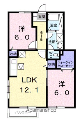 ツインマークヒルズＡ[2LDK/56.8m2]の間取図