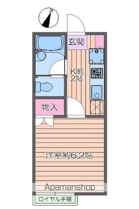 エスポワール弐番館[1K/20.4m2]の間取図