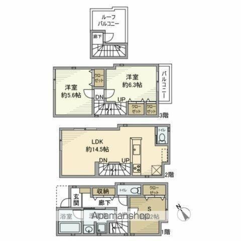 墨田区 3階建 築7年の間取り写真