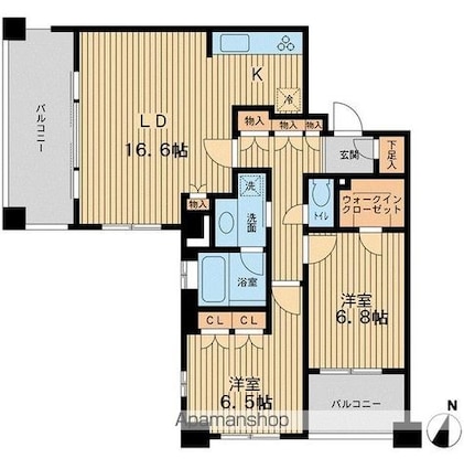 アーデン駒沢パークフロント[2LDK/72.25m2]の間取図