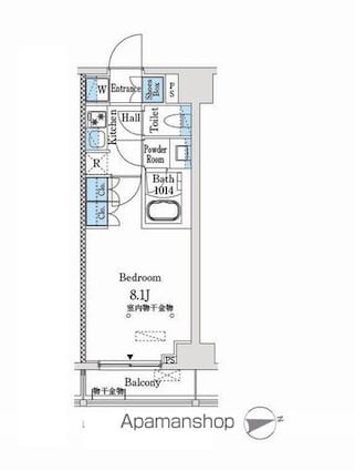 市谷仲之町ビューアパートメント[1K/25.11m2]の間取図