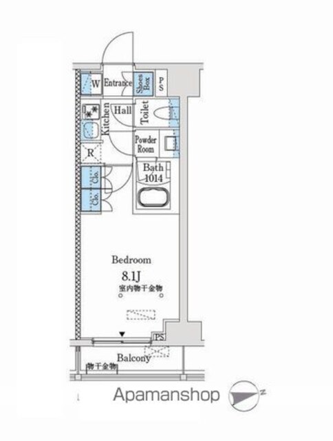 市谷仲之町ビューアパートメント[1K/25.11m2]の間取図