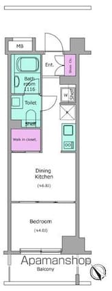 レジディア荻窪[1DK/26.4m2]の間取図