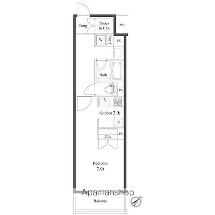 プライマル小石川[1R/31.5m2]の間取図