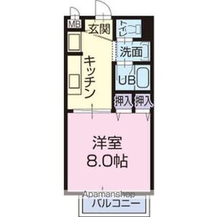リヴェール浅野[1K/28.14m2]の間取図