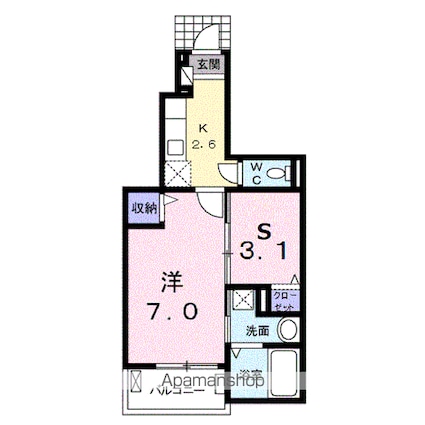 ラ・ルーチェ　Ａ[1K/31.65m2]の間取図