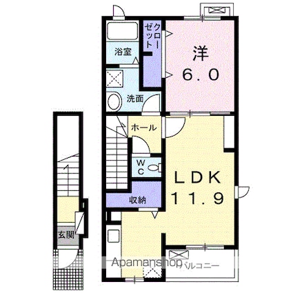 ＡＬＢＡーＣＡＳＡⅣ[1LDK/48.7m2]の間取図