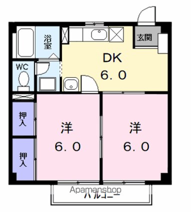 メゾンアドニス[2DK/40.57m2]の間取図