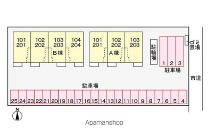 ポート　レーゼ木太Ｂ[1LDK/45.09m2]の配置図