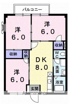 ファミリーハイツ[3DK/55.46m2]の間取図