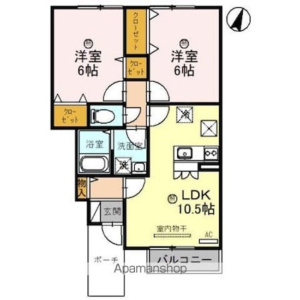ローズコート杉立　Ｂ棟[2LDK/52.39m2]の間取図
