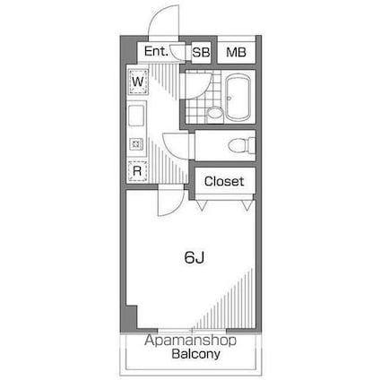 マノアコート[1K/19.5m2]の間取図