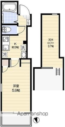 アリロッセ赤羽[1K/19m2]の間取図