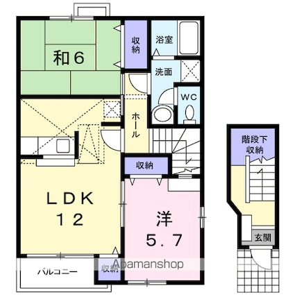 エリア２１Ａ[2LDK/59.25m2]の間取図