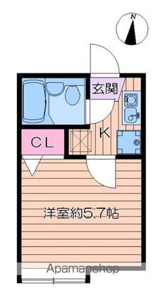 ヴィラ一之江Ｄ[1K/16m2]の間取図