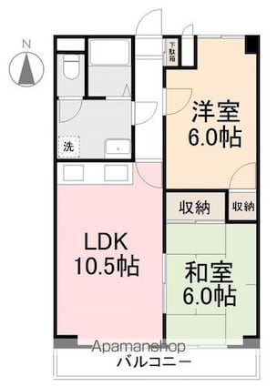 グローバル高松[2LDK/54m2]の間取図