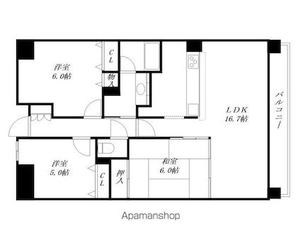滋賀県長浜市公園町[3LDK/59.5m2]の間取図