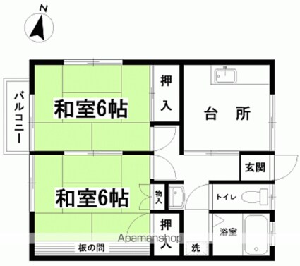 鷺コーポ[2K/42.97m2]の間取図