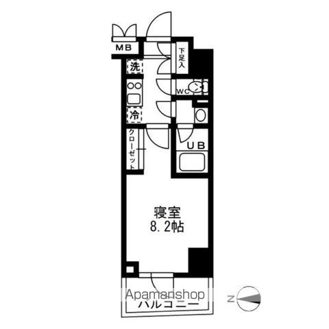 レジディア亀戸[1K/26.75m2]の間取図
