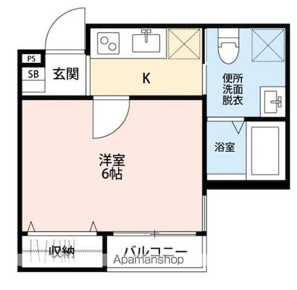 千葉県松戸市西馬橋２丁目[1K/20.69m2]の間取図