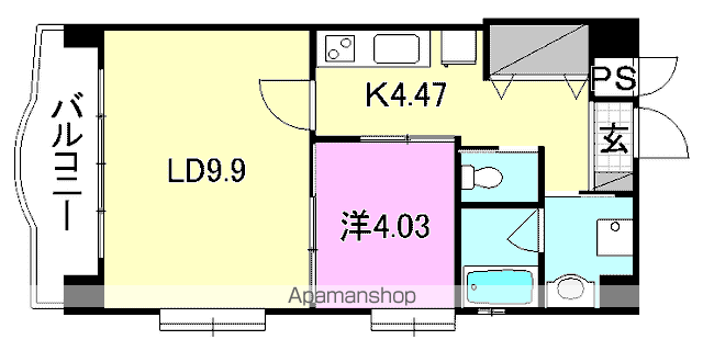 ｏｎｅ[1LDK/40m2]の間取図