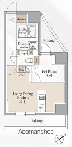 【新宿区西早稲田のマンションの間取り】