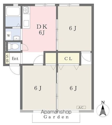 ウィンディアフォーレⅠ[3DK/52.84m2]の間取図