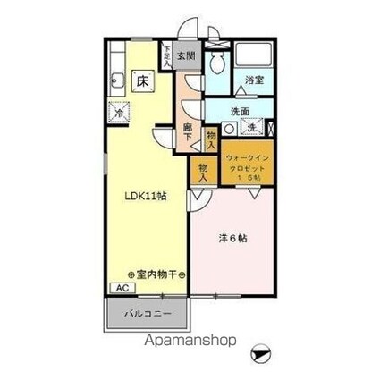 クレッセントガーデン[1LDK/45.04m2]の間取図