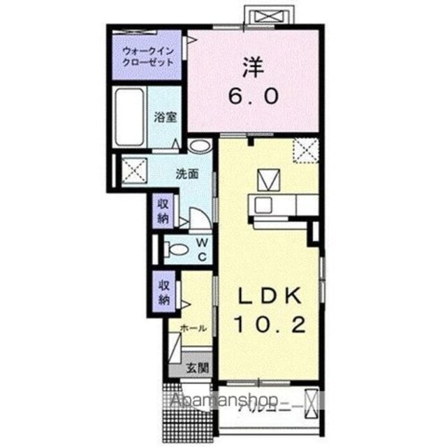 アントヒルＡ[1LDK/44.21m2]の間取図
