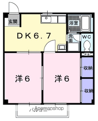 アクティブ田沢Ⅰ[2DK/40.58m2]の間取図